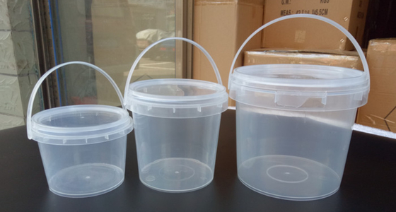 Gładkie, przezroczyste wiadro z tworzywa sztucznego z nadrukiem IML / termotransferowym / sitodrukiem