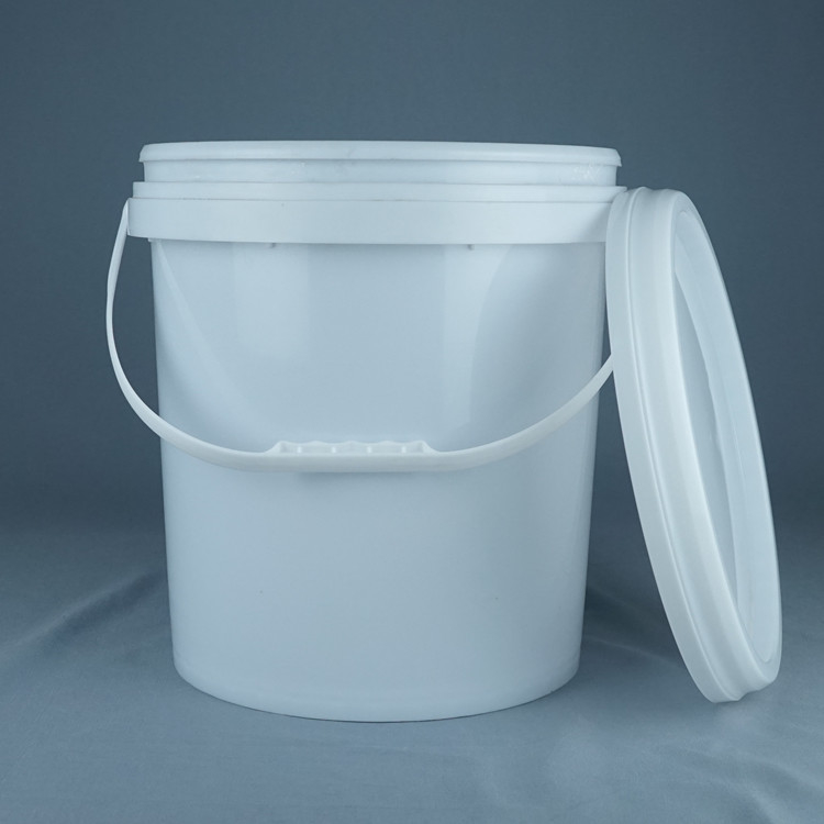Zestawialny wiadro z tworzyw sztucznych klasy spożywczej z pokrywą i uchwytem biały, poddawany recyklingowi od -40 do 180 ° F