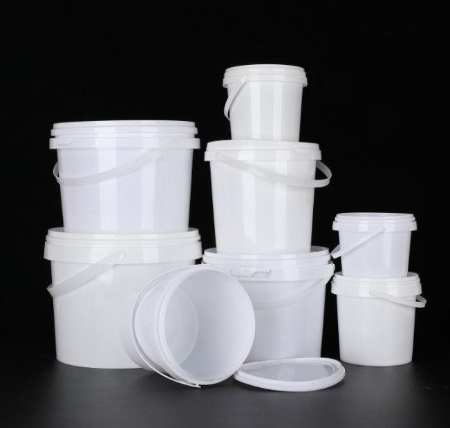 Biały plastikowy wiadro z pokrywką 1L-5L bez BPA, ręcznik do recyklingu