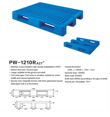 Wózek widłowy 9 stóp Heavy Duty Plastikowa paleta Multi Standard Odporna na wilgoć podkładka Zagęszczona