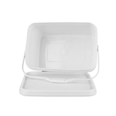 Kwadratowy plastikowy wiaderek do zabawek zawiera ręcznik i certyfikat klasy żywnościowej